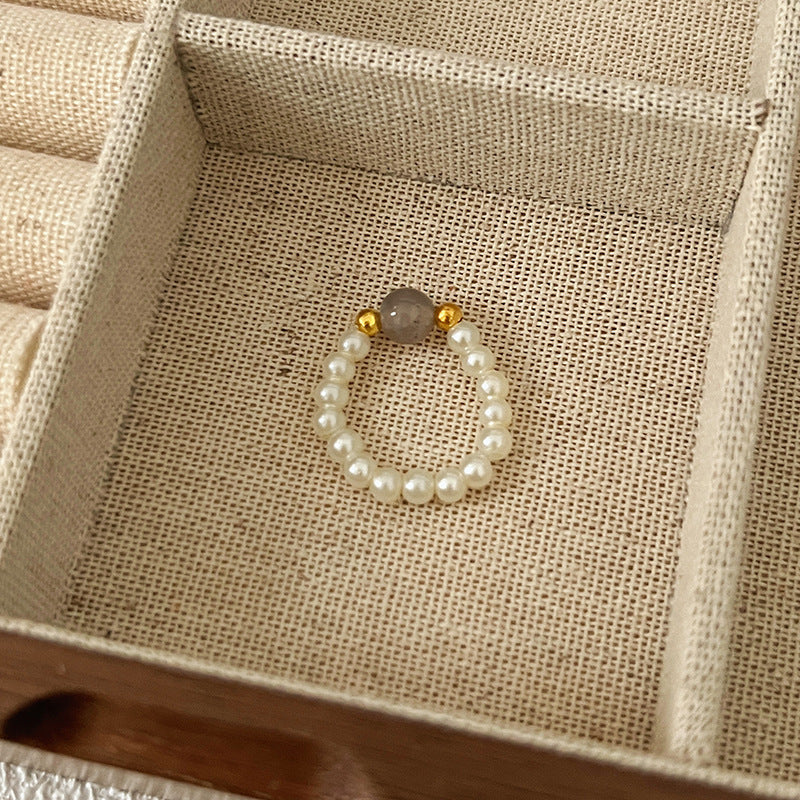 Dopamine Ring for Women, Niche Design, Personalized Beaded Index Finger Ring, High-End Fashion, Colorful Cute Closed Ring