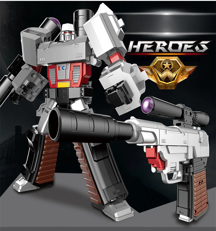 Children Action Figure 2in1 Transforming Robot Gun Toy Transforming Robot Figure Multi Articulated Joints Boys Collection Gifts