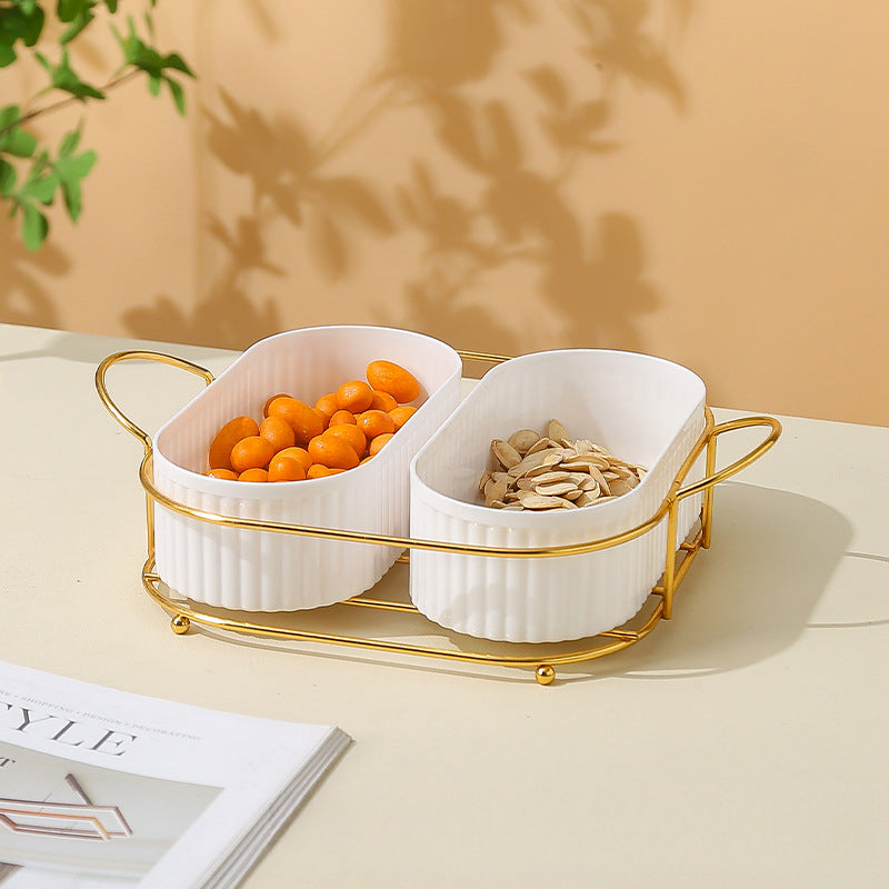 Living Room Household Coffee Table Nut Plate Oval Dish Compartment Plate Snack Plate Dessert Plate Nut Plate Candy Plate