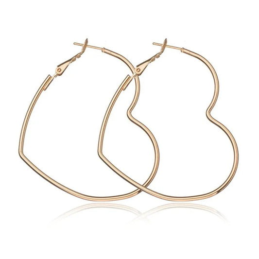 Cute Hollow Big Heart Hoop Earrings For Women Gold Silver Color Simple LOVE Trendy Romantic Jewelry Wholesale Nice Gifts