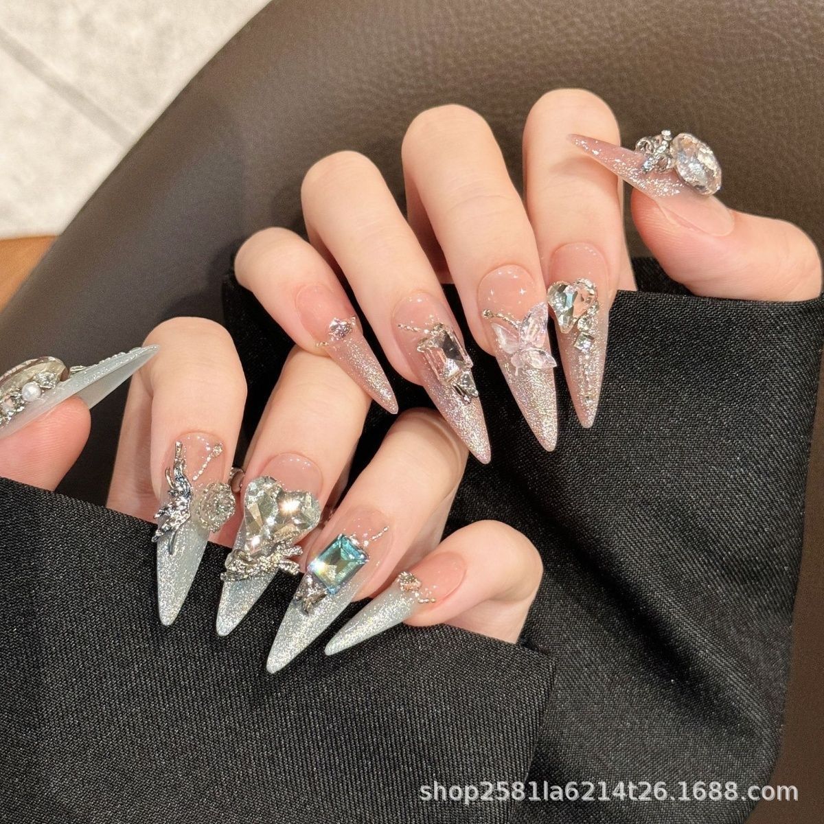 Light Luxury Advanced Handmade Wear Nail Flash Handmade Nail Tip Cat's Eye