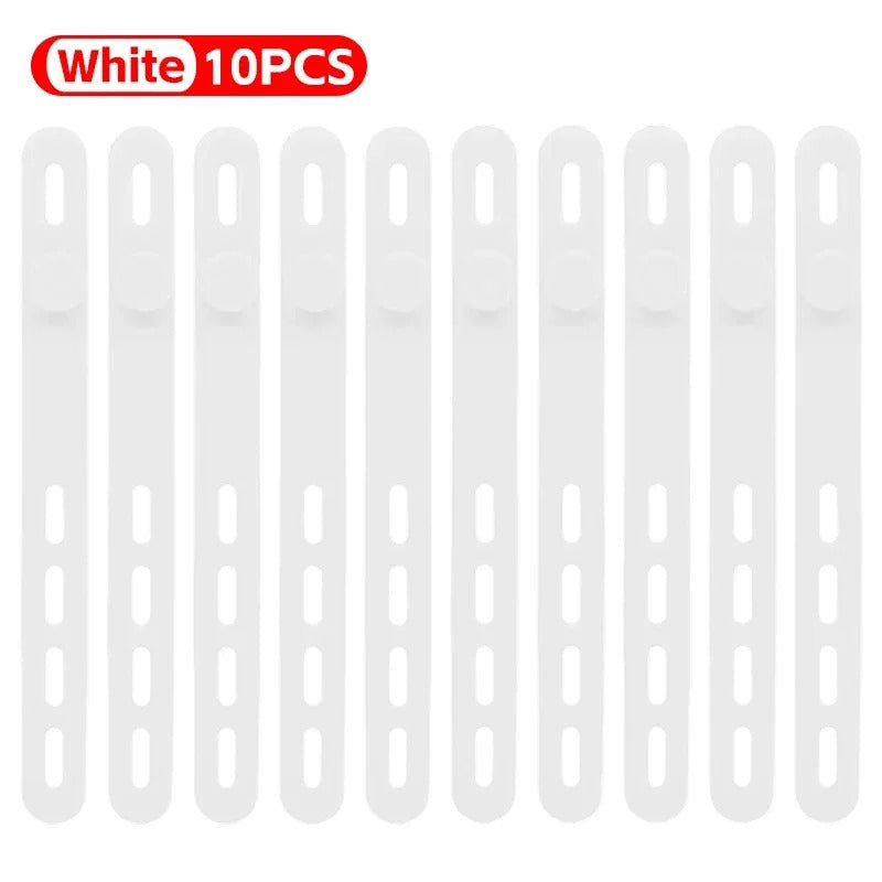 Silicone Cable Winder Charge Line Management Adjustable Straps Lock Cable Tie Straps for Home Office Reusable Data Wire Managers