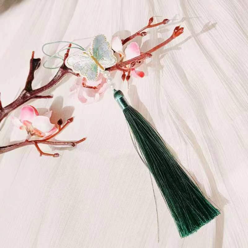 Ancient Style New 22-Color Embroidery Butterfly Tassel Hanfu Horse-Face Skirt National Style Children's Clothing Small Tassel Decorative Pendant