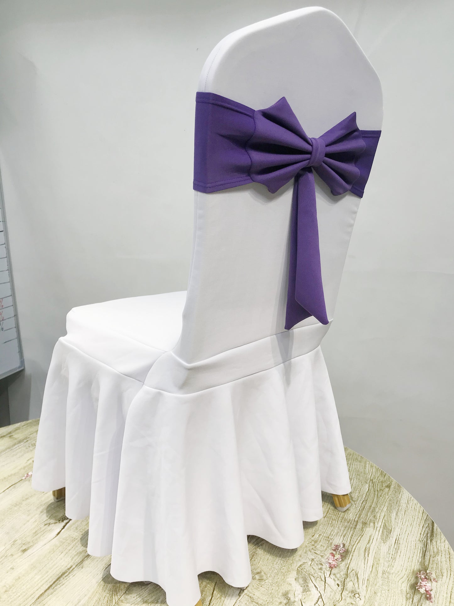 V45O Banquet Elastic Chair Cover No Tie Bowknot Chair Back Flower Decoration Wedding Hotel VIP Stool Strap