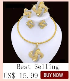 Dubai Gold Color Women Jewelry Sets Classic Design Necklace Earrings Charm Bracelet Ring  Banquet Party Jewelry 18K Gold Plated