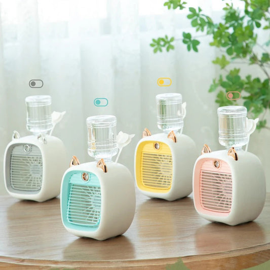 Portable USB Mini Air Cooler Fan Water Cooling Fan with 3 Speed 2 Modes Spray Humidifier Purifier for Car Home