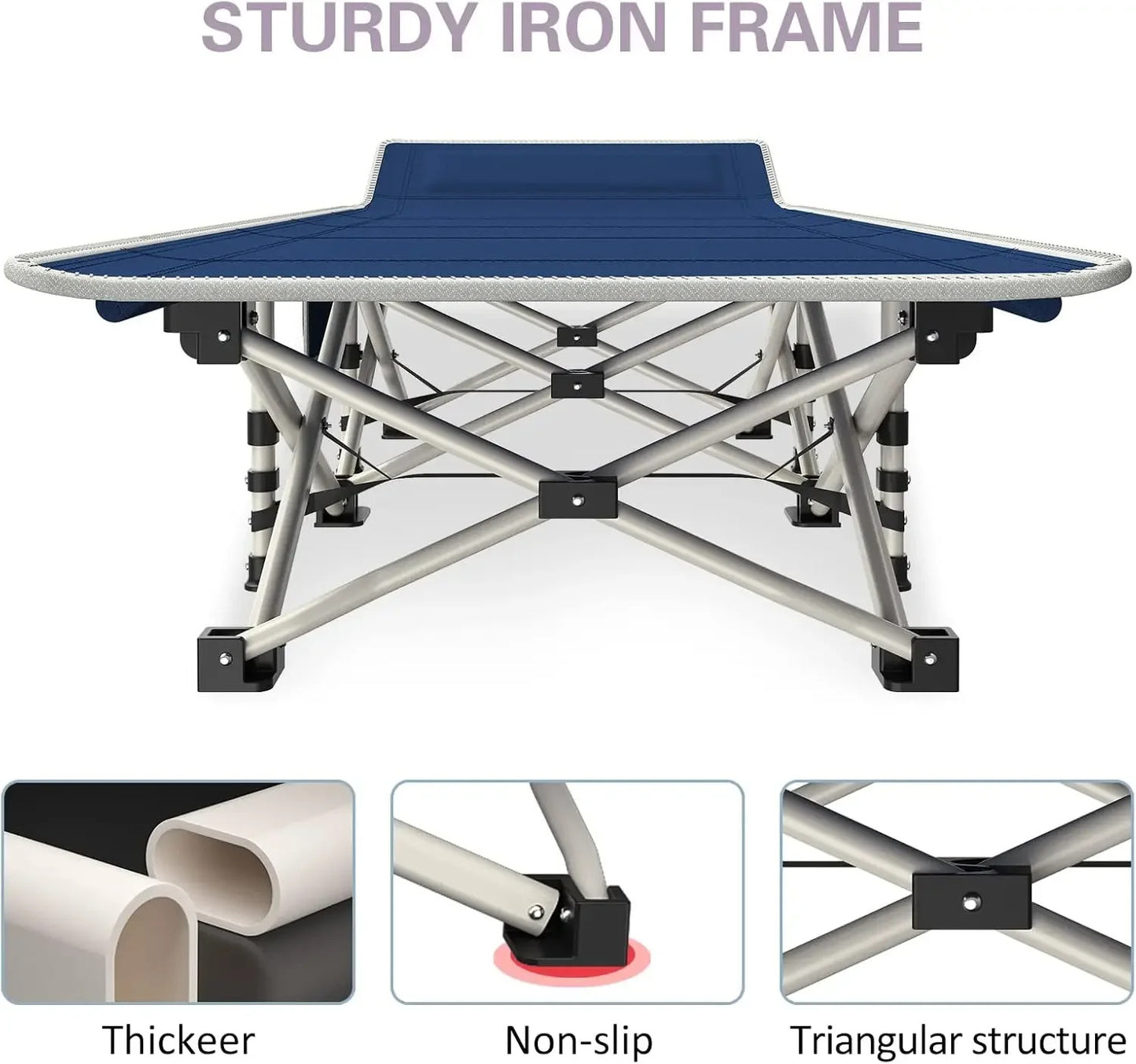 Comfortable Mattress for Adults Extra Wide Cots for Sleeping Folding Cot Camping Bed Heavy Duty with Carry Bag for Home Office