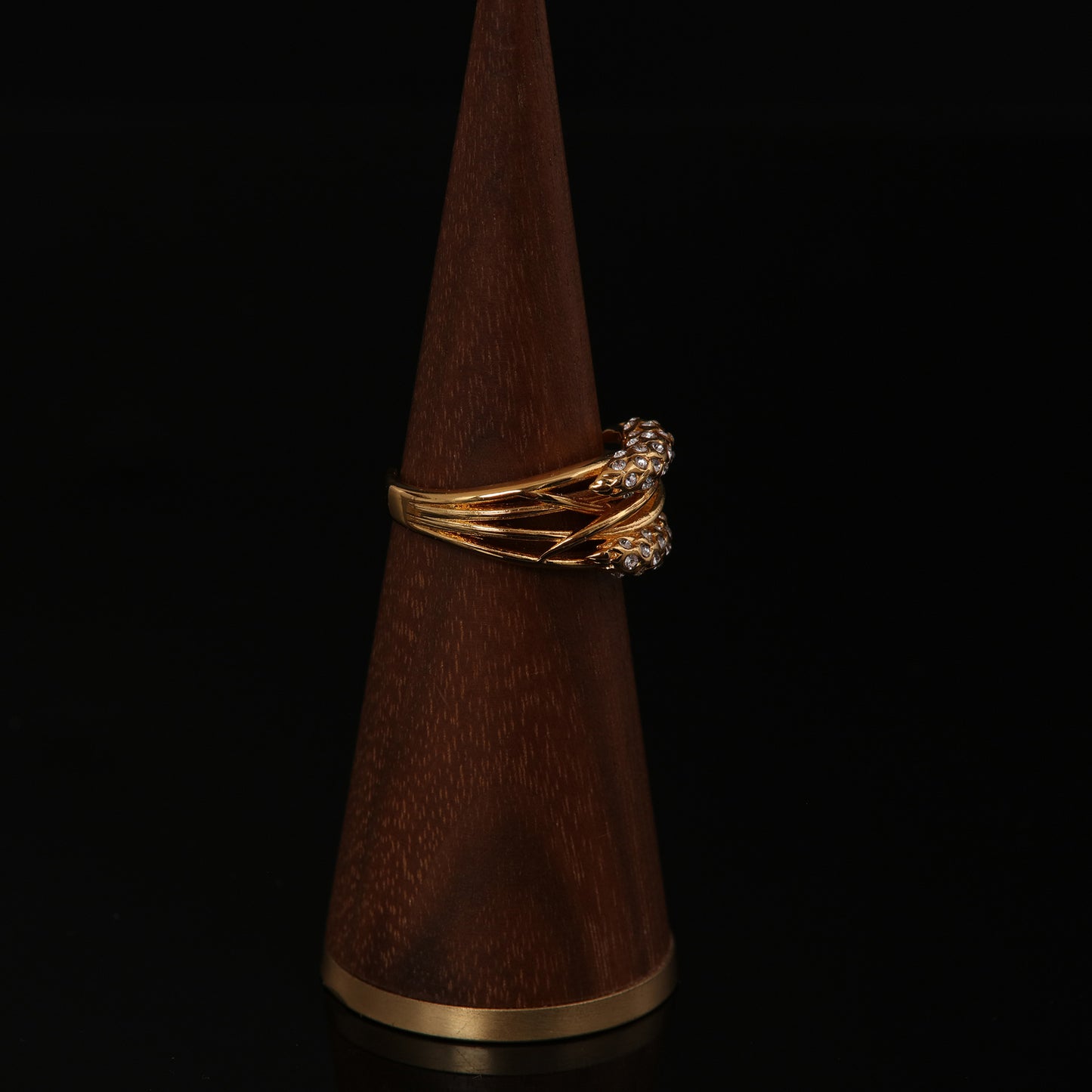 Fashion Light Luxury Niche Qingdao Factory Wholesale Copper Plated Bright Gold Wheat Ear Diamond Ring