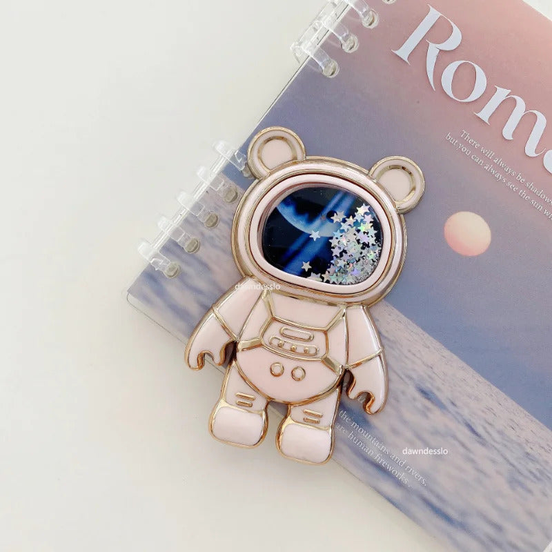 Foldable Desktop Bracket Kawaii Cartoon Stand Cute Liquid Quicksand Astronaut Stand Holder Phone Holder Desk Accessories