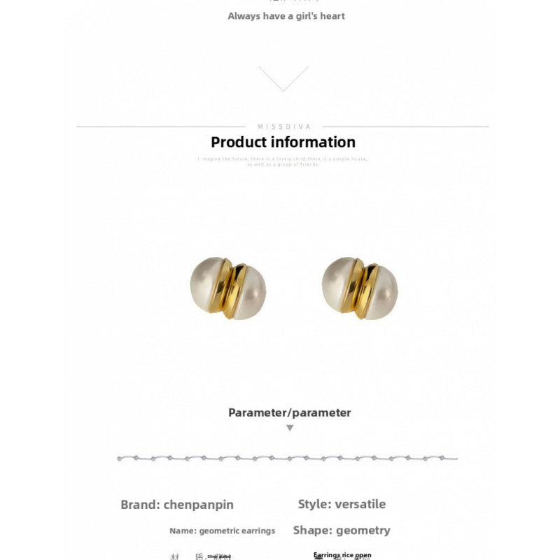 Pearl Non-Pierced Magnetic Painless Ear Clips for Women French Style Summer Earrings Light Luxury Niche Tea Series Ear Jewelry