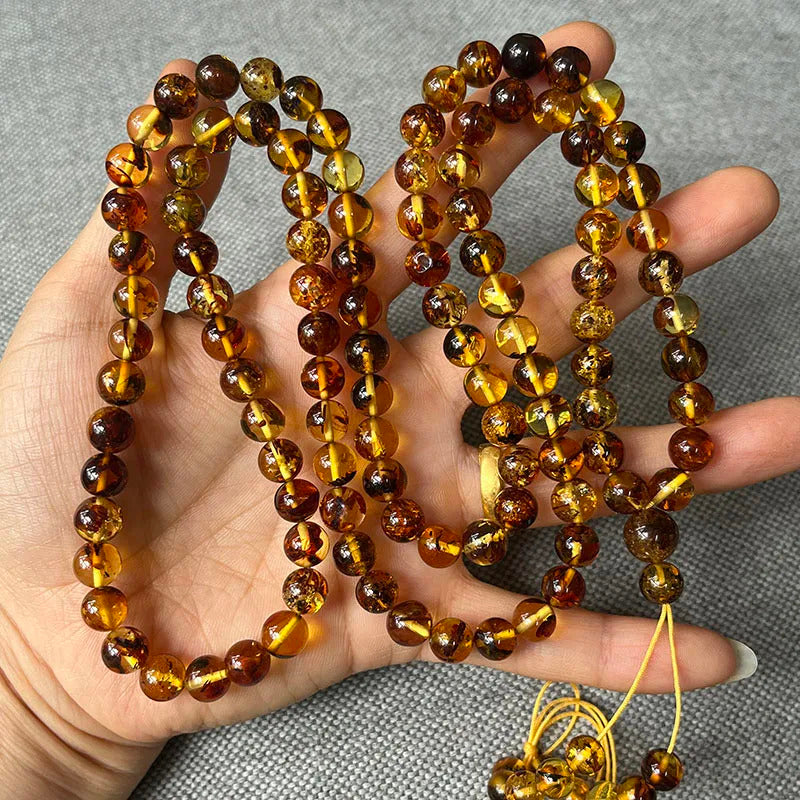 6mm-9mm Original Amber Bracelet for Men Women Unique Diy Flower Beads Rosary Long Necklace Baltic 2025 New Natural Stone Jewelry