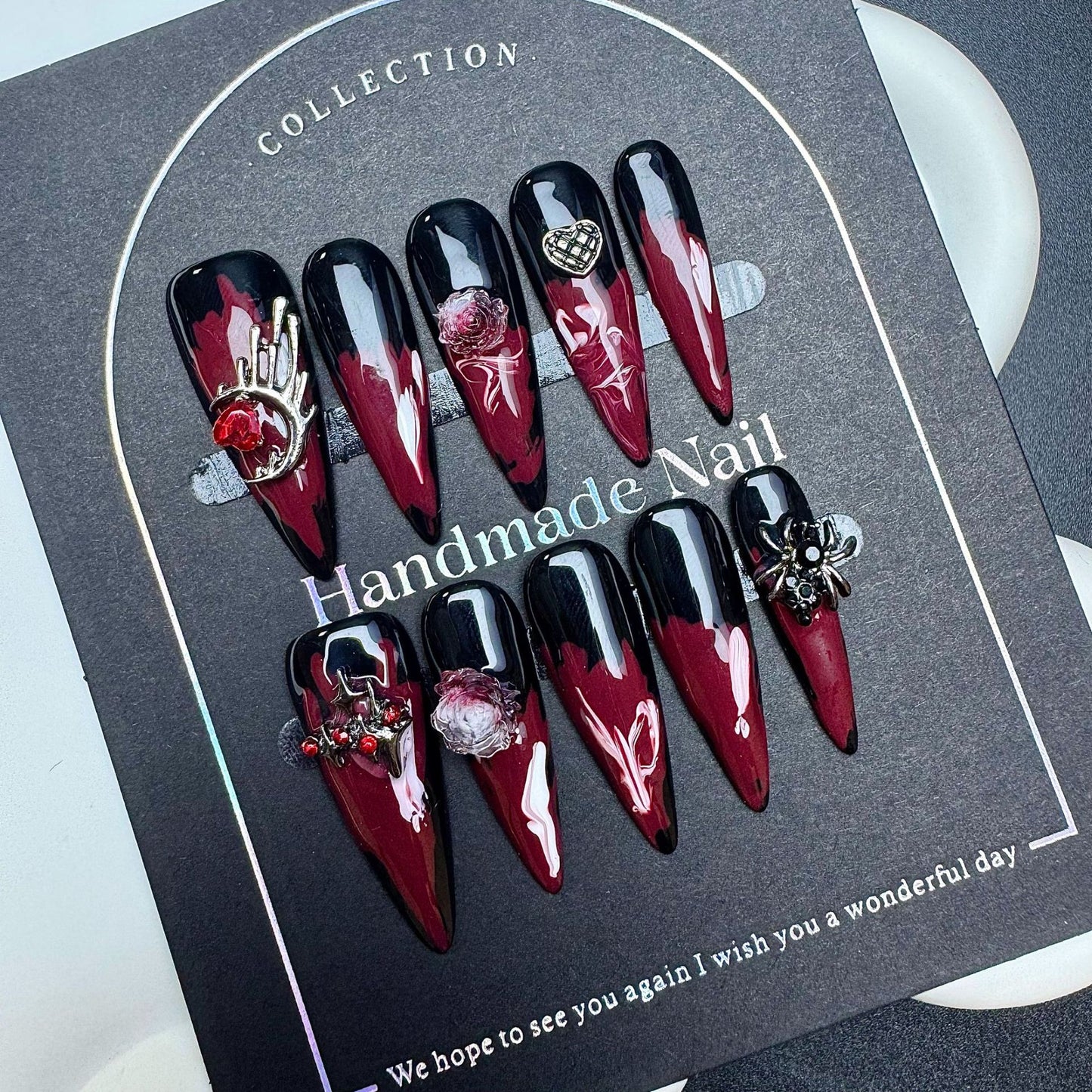 Wearable Nail Tips High-End Halloween Limited Edition Handmade Hand-Painted Dark Finished Nail Stickers