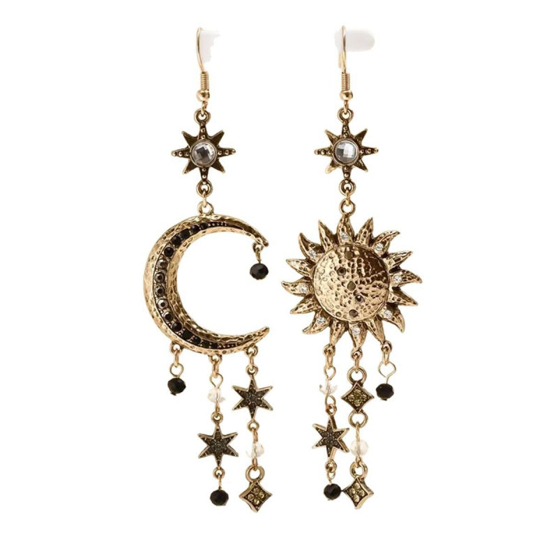 Exaggerated Long Sun Moon Retro Star Moon Earrings Women's Earrings Retro Style