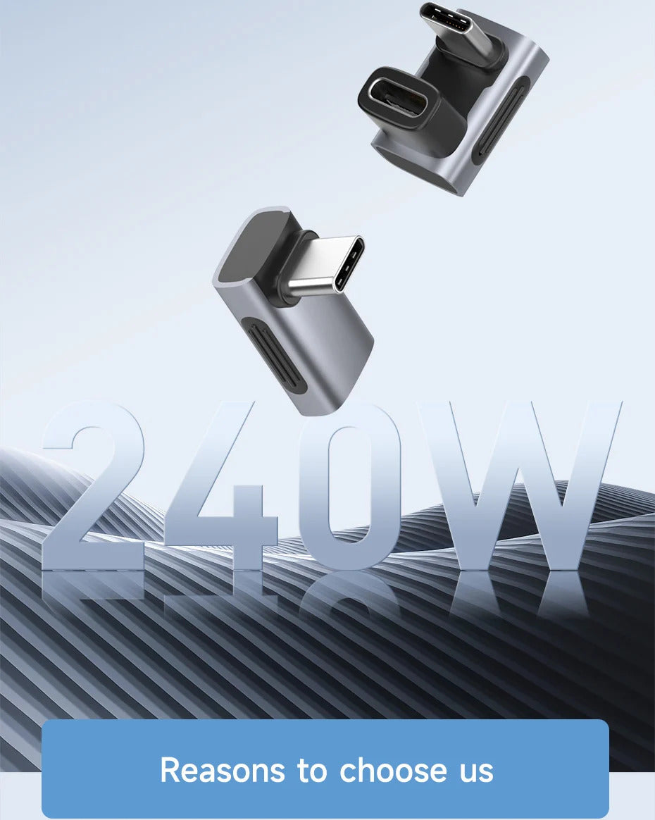 Hagibis 240W USB C to C Adapter 40Gbps 8K 60Hz 90 Degree Converter USB4 Adapter for Thunderbolt 4/3 MacBook iPhone 16 Pro Tablet