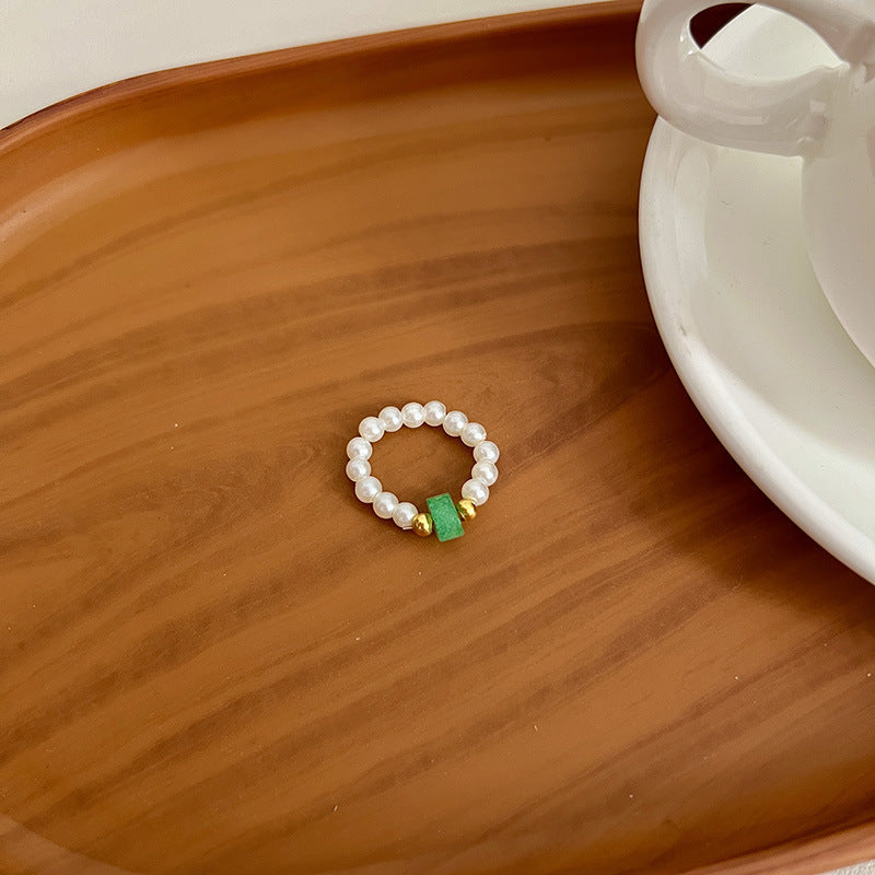 Dopamine Ring for Women, Niche Design, Personalized Beaded Index Finger Ring, High-End Fashion, Colorful Cute Closed Ring