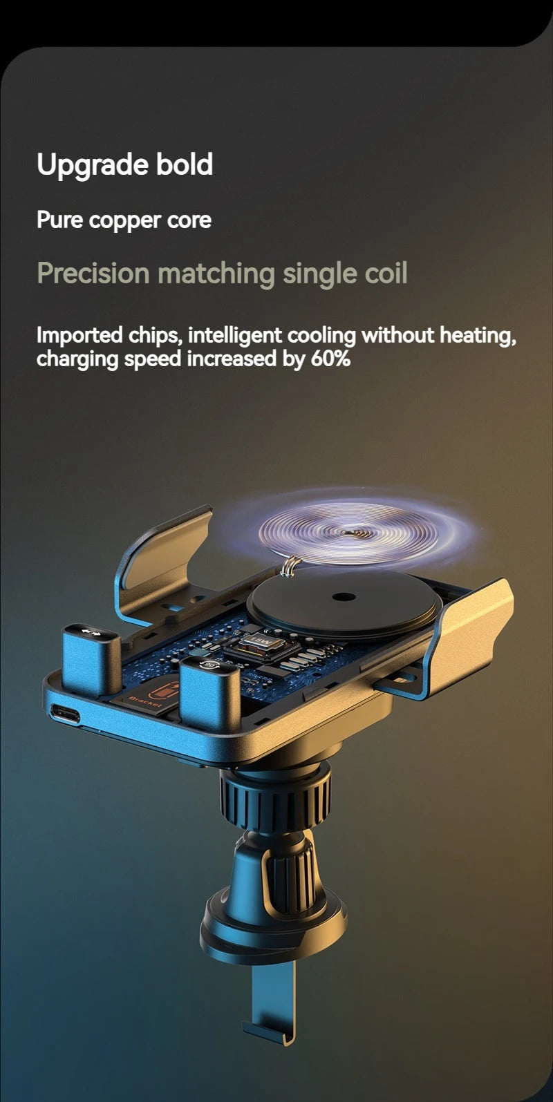 2025 New F18 Car Wireless Charger Holder Auto-Sensing Electric Telescopic 90° Rotation Ambient Light Universal for Cars/Phones