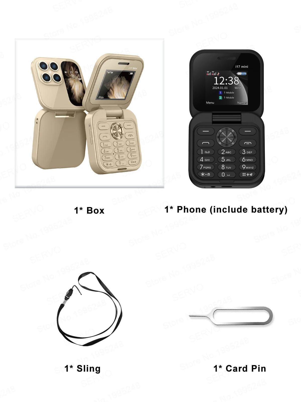 SERVO i17 Mini Dual SIM Card Fold Mobile Phone 2G Network Video Player Flashlight FM Radio Magic Voice Small Box Flip Cellphones