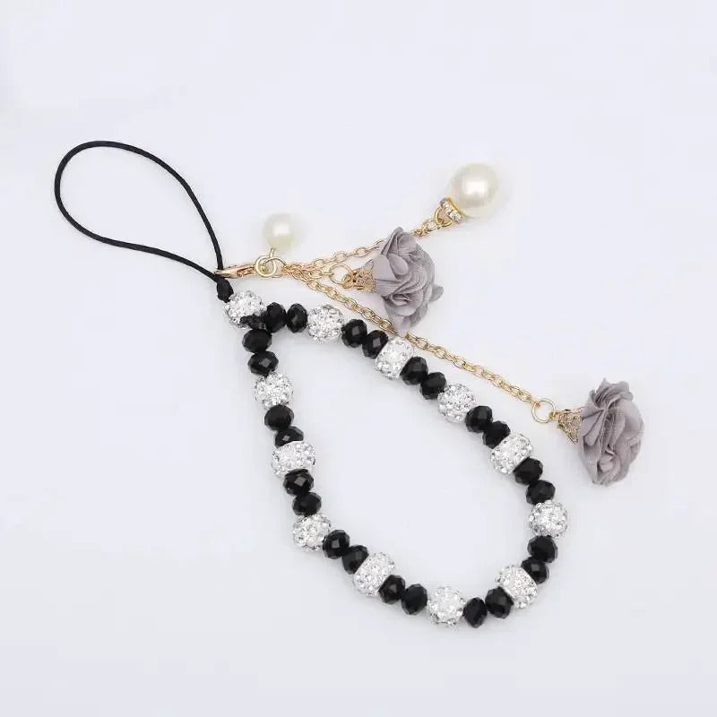 Fashion Pendant Flower Bracelet Mobile Phone Lanyard Crystal Phone Straps Hanging Rope Strap Wrist Rope Anti-lost Lanyard