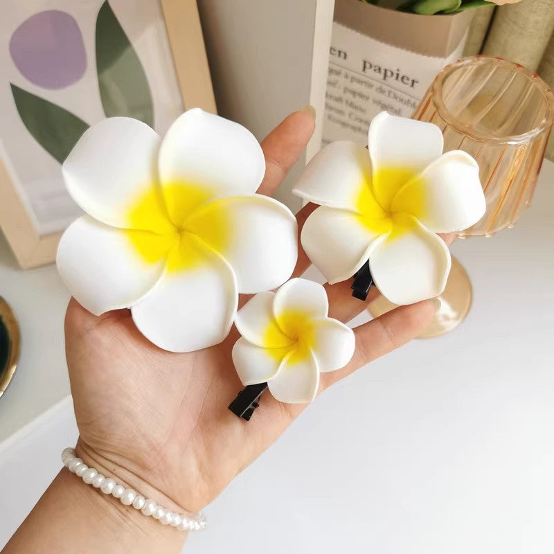 Dai People Dress up Seaside Vacation Plumeria Rubra Barrettes Travel Headdress for Taking Photos Flower Side Clip Small Size Fairy Hairpin
