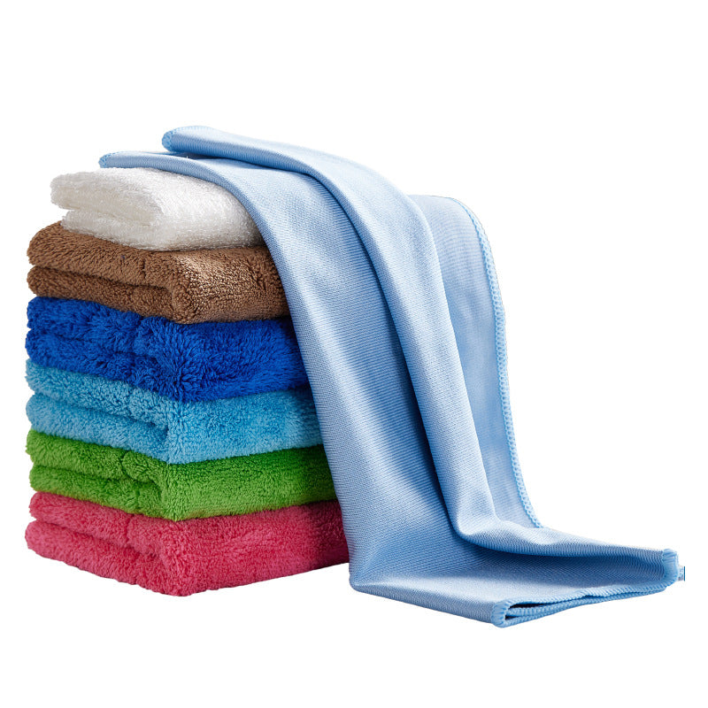 Seven Colors Cleaning Cloth Household Cleaning Absorbent Non-Shedding Thickened Special Towel for Glass Wiping Bamboo Fiber Dishwashing Cloth