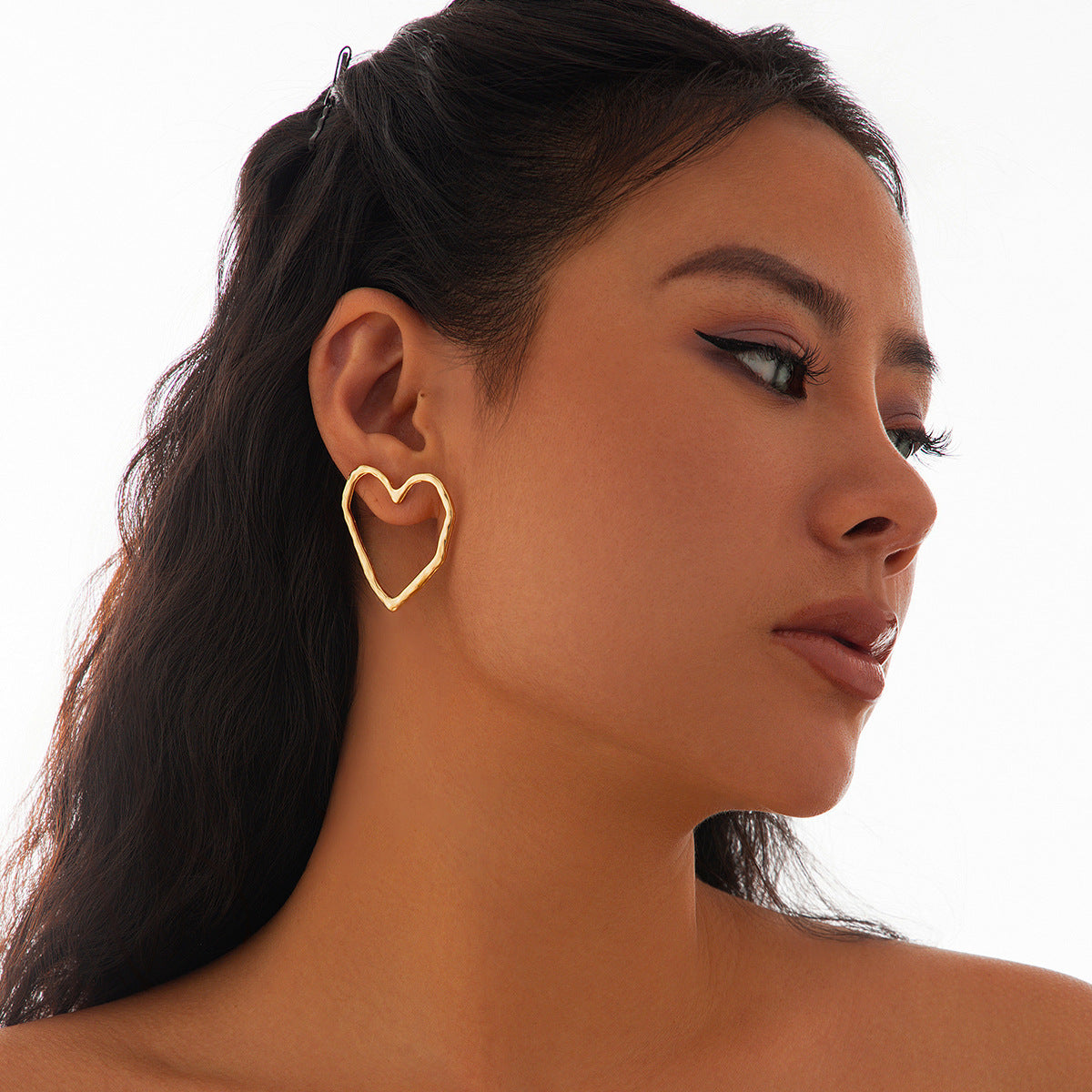 Personalized pleated hollow heart earrings various combinations of sunflower alloy earrings