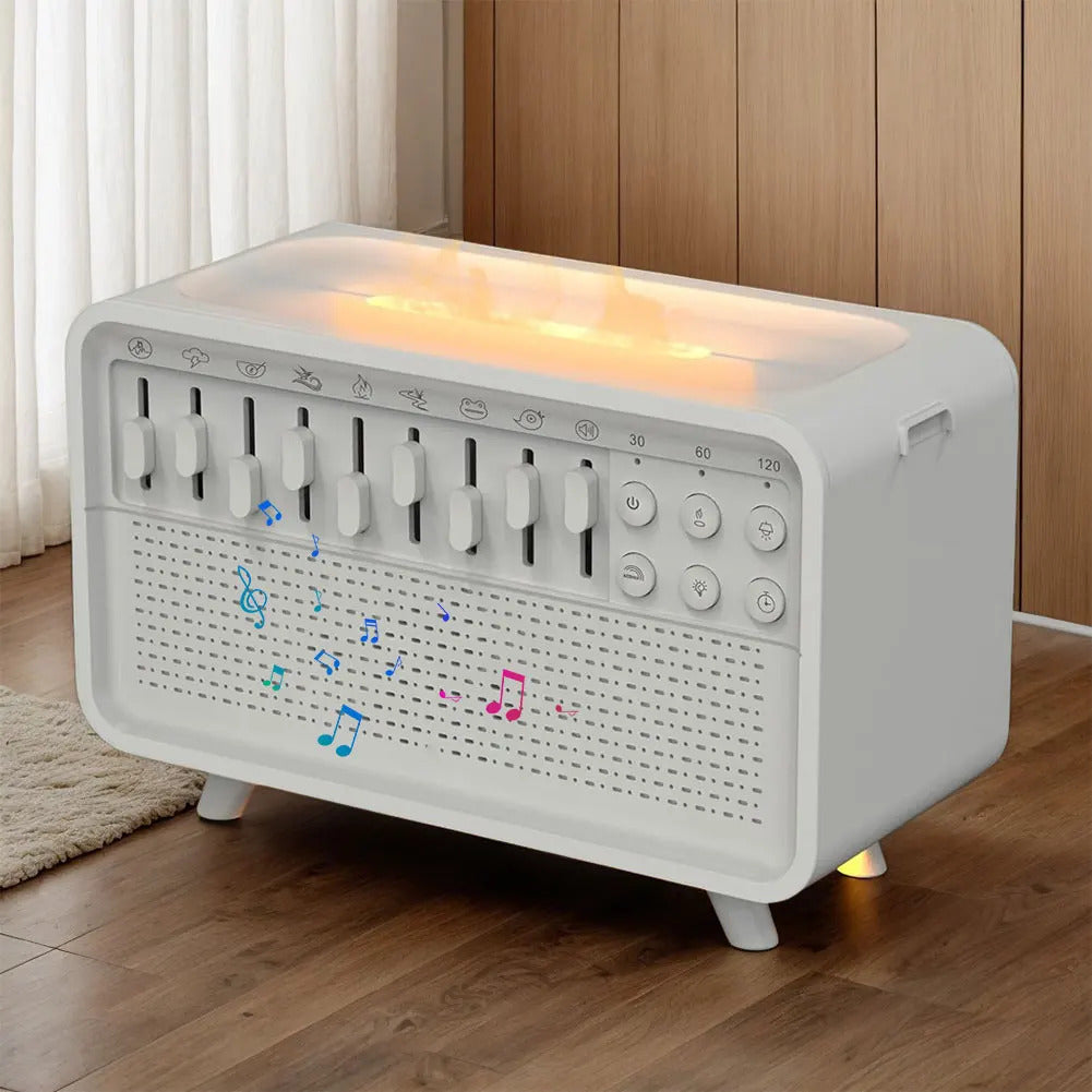 Bluetooth White Noise Machine with Essential Oil Diffuser Humidifier & Night Light 8 Natural Sounds BT Speaker for Sleep Therapy