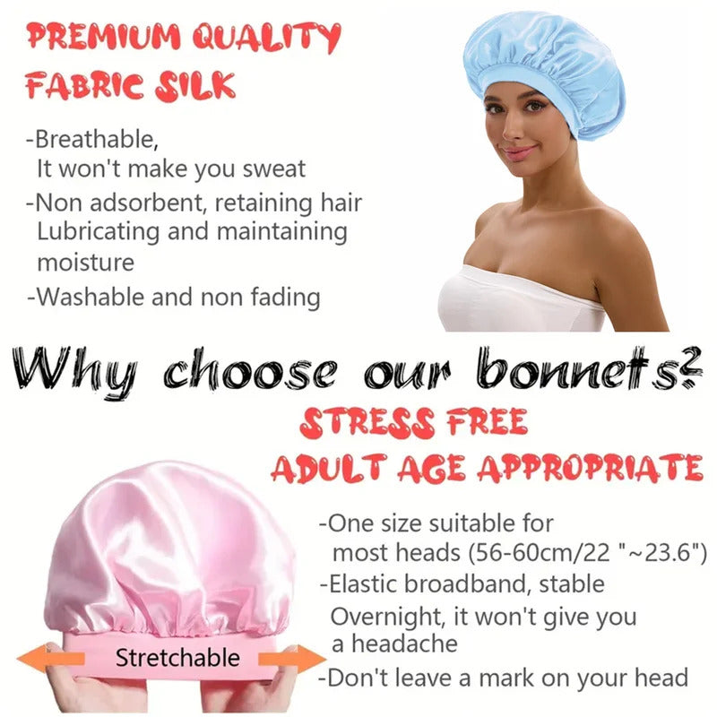 Satin Bonnet with a Wide Brim Perfect for Everyday Use During Showers.
