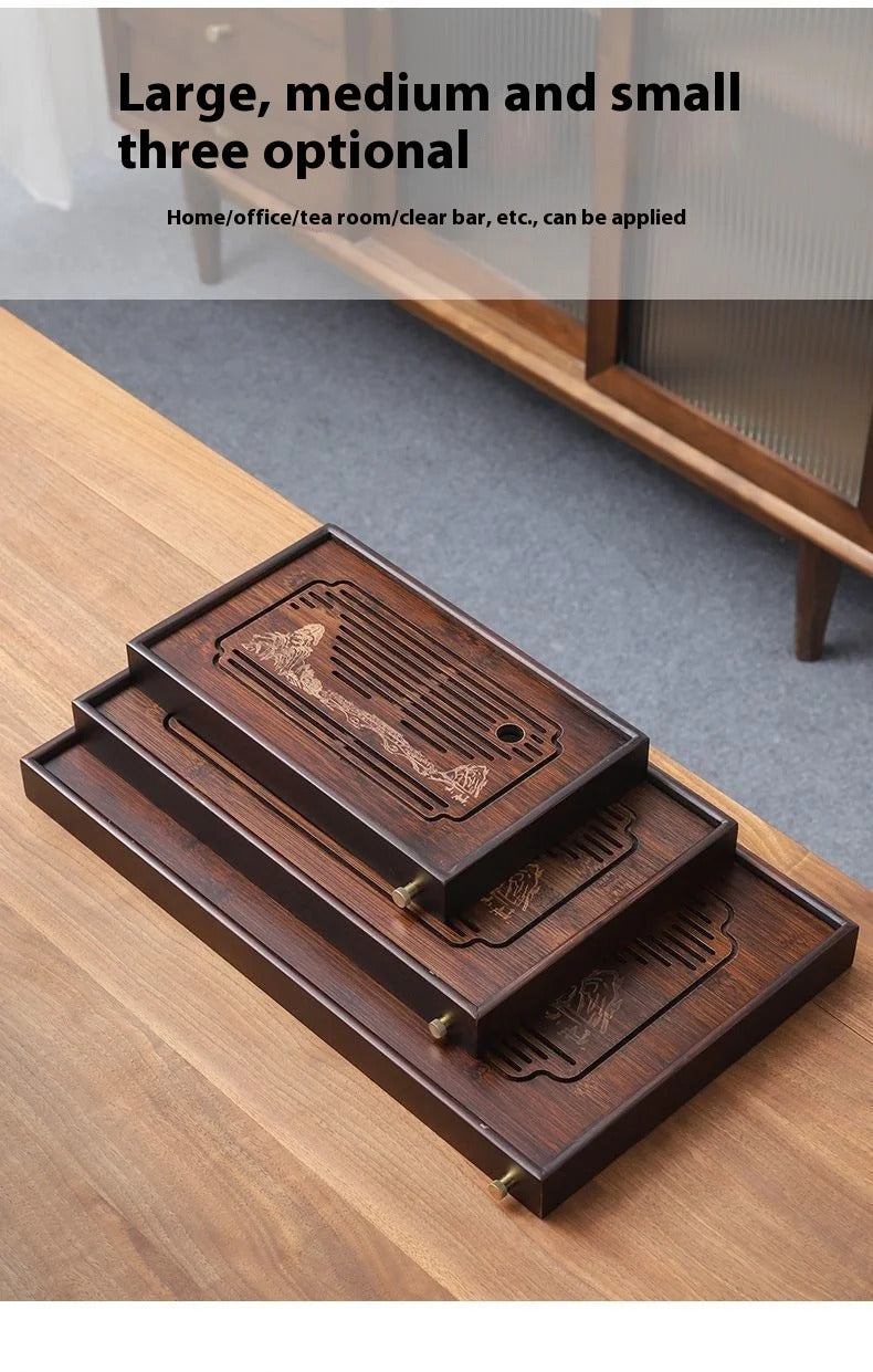 GIANXI Jiangshan Tea Tray Household Small Drain Tea Table Bamboo Tea Tray Kung Fu Tea Set Accessories Tea Sea Dry Brewing Table