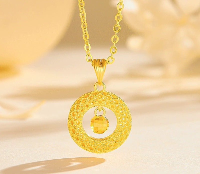 Vietnam Sand Gold Dream Catcher Filigree Peace Buckle Necklace Pendant Fortune Bead Necklace Light Luxury Niche Jewelry
