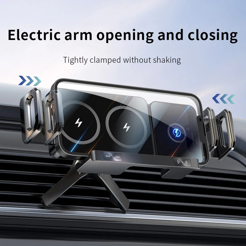 New 15W Wireless Fast Car Charger Mount Gravity Car Phone Holder For Samsung Automatic Rotating Universal Phone Charging Stand