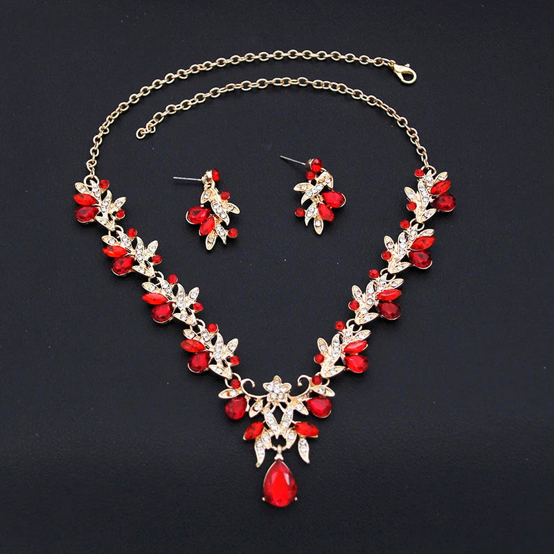 Elegant Butterfly Opal Green Bridal Jewelry Sets for Women Earring Necklace Set Wedding Dress Jewelry Sets 3 Pcs Gifts