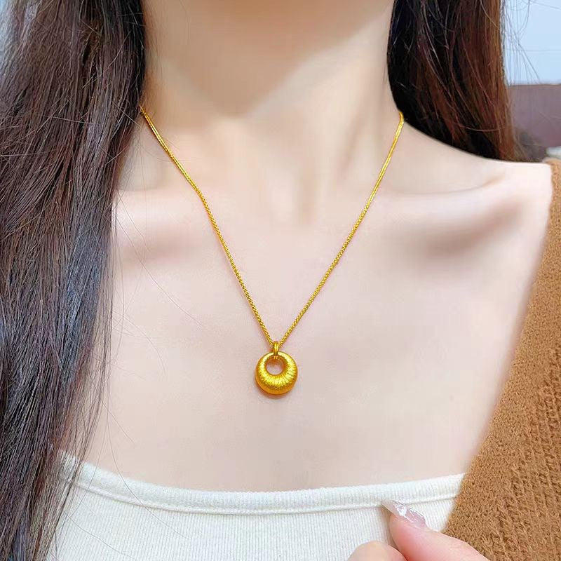 Vietnam Sand Gold Dream Catcher Filigree Peace Buckle Necklace Pendant Fortune Bead Necklace Light Luxury Niche Jewelry