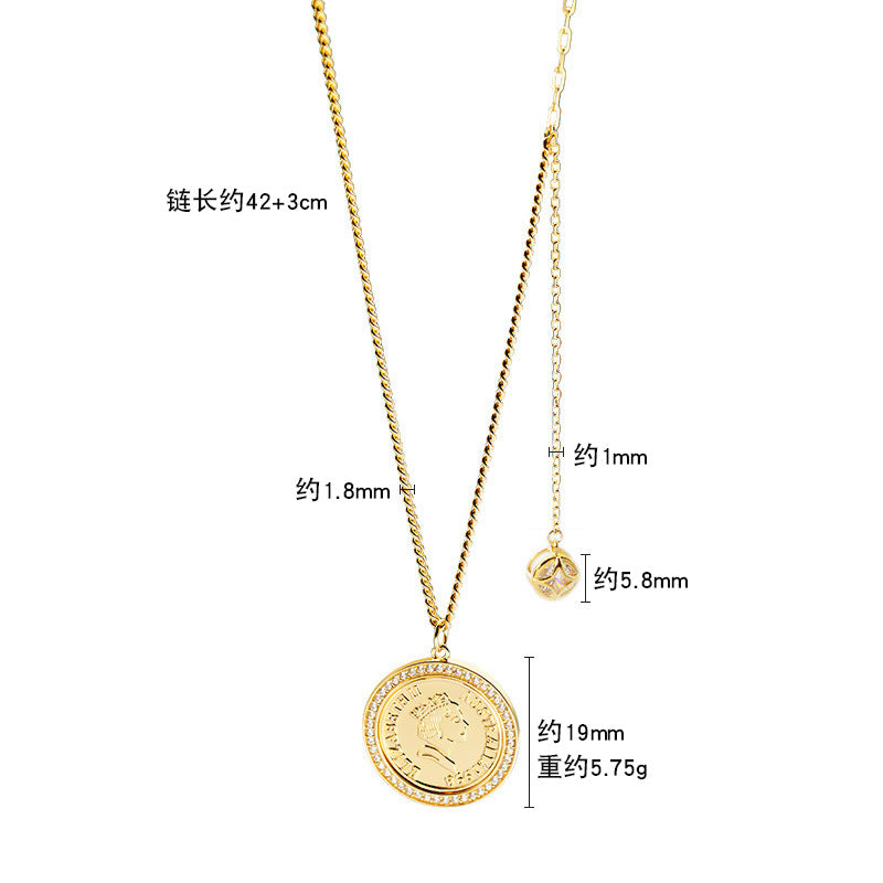 925 Sterling Silver Necklace Queen Head Portrait Women's Collarbone Chain Light Luxury High-end Niche Design Ins Jewelry Accessories