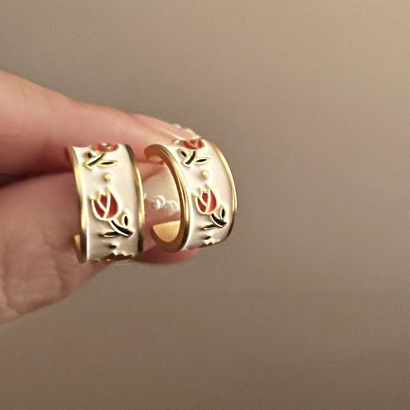 Silver Needle Inlaid with Diamonds and Pearls Flower Tassel Earrings Niche Style Atmosphere Earrings Fashionable Light Luxury High-end Earrings