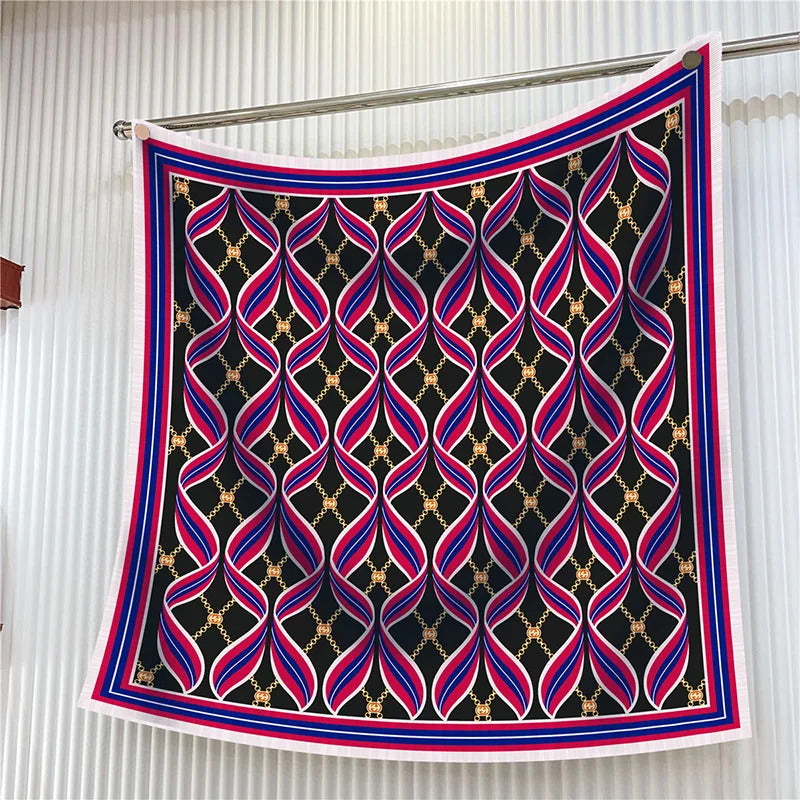 New Year Gift 90cm Large Square Scarf Scarf Women'S Scarves Spring And Autumn Style Fashion Shawl European American Twill Print