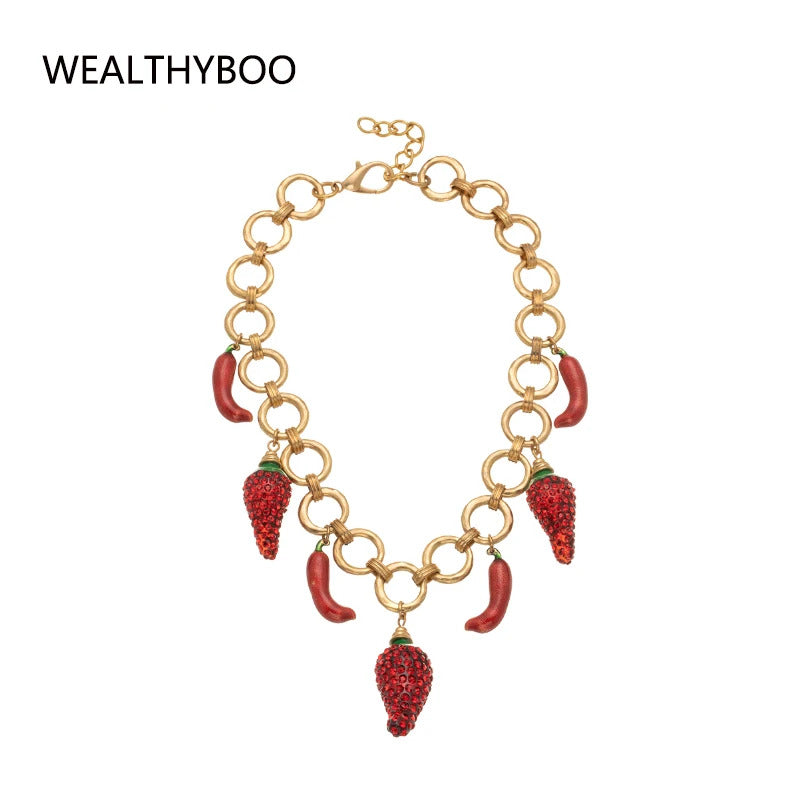 red Pepper Necklaces for Women Multilayer Collar Chain Verse Christian Jewelry 18K Gold Choker Plated/Stainless