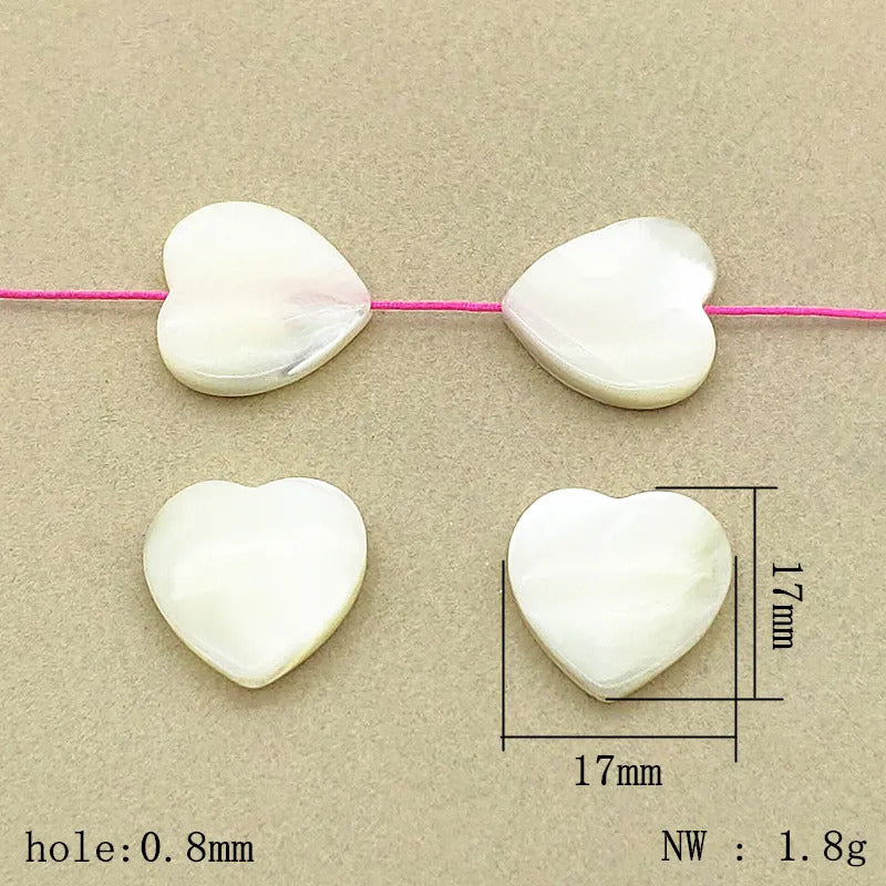 New Arrival! 15/17mm 100pcs Natural Shell Beads Heart Charm For Handmade Necklace/Earrings DIY Parts,Jewelry Findings&Components