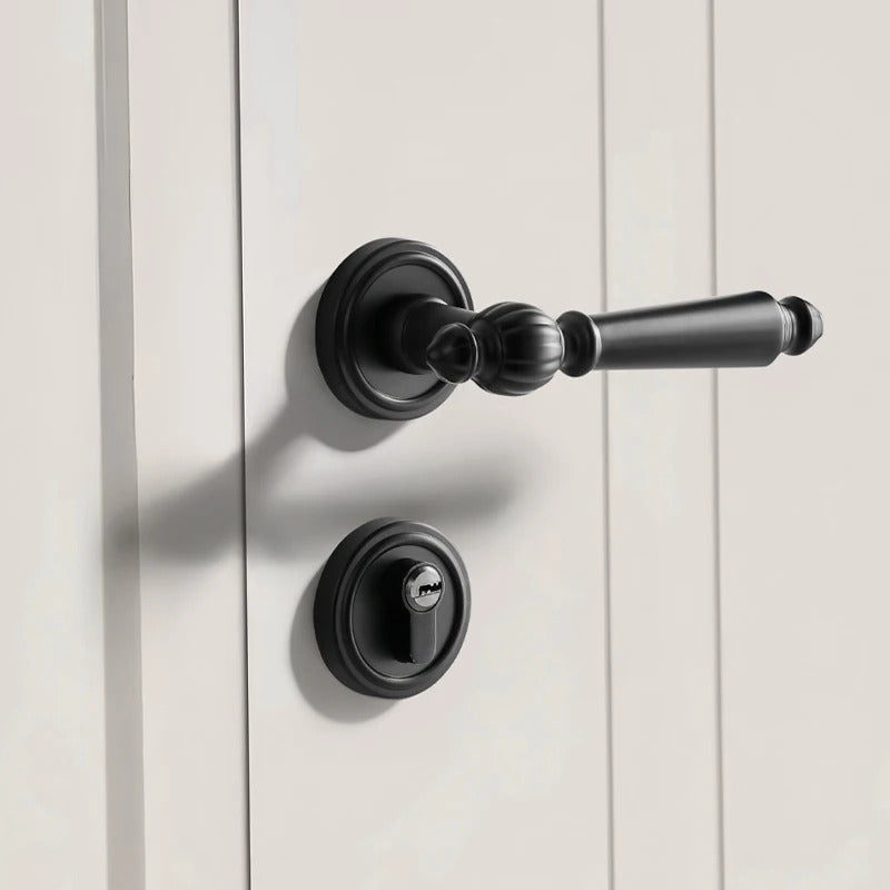 Black French interior bedroom handle lock, household wooden door lock, bathroom and room split lock