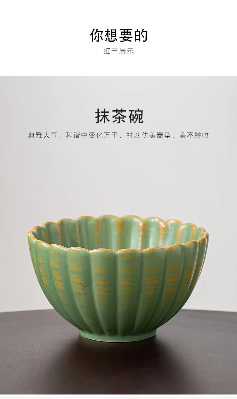 6pcs/set Natural Bamboo Matcha Tea Set Matcha Whisk Spoon Spoon Ceramic Matcha Bowl Whisk Holder Japanese Tea Tool