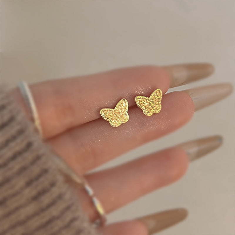 925 Silver Needle Love Butterfly Gravel Fashionable and Versatile Earrings Niche Unique Design Pearl Flower Earrings Earrings