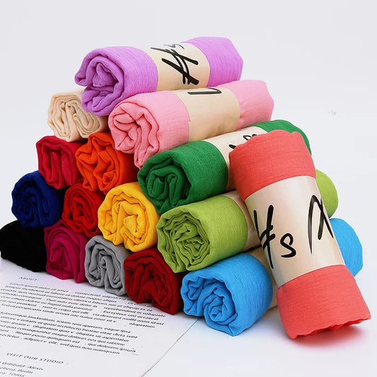 Cotton Linen Scarf Candy Color Anti-sand Neckerchief Women Thin Tippet Long Scarf Soft Scarves Shawls 180x45cm Shawl Headwrap