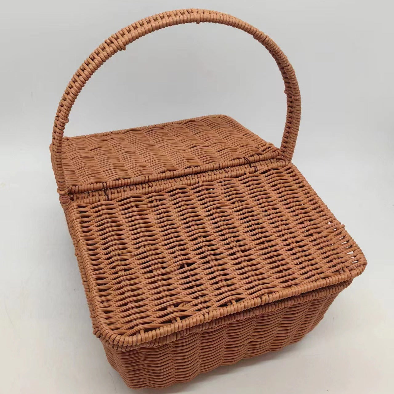 Imitation Rattan Fruit Basket Large Household Storage Basket Picnic Basket Handwoven Egg Basket Grocery Basket