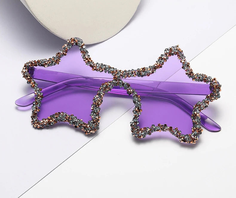 Luxury Diamond Star Shape Sunglasses Women Trends Rhinestone Shiny Sun Glasses Ladies Punk Rimless Style Eyewear gafas de sol