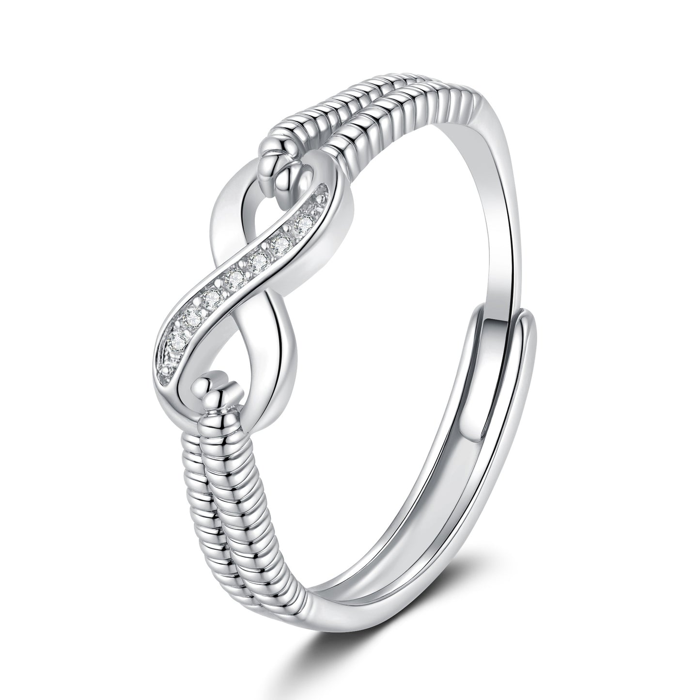 Amazon European and American Fashion Women's Engagement Ring Wish Hot Sale Personalized Creative Diamond-Encrusted Figure-8 Ring Wholesale