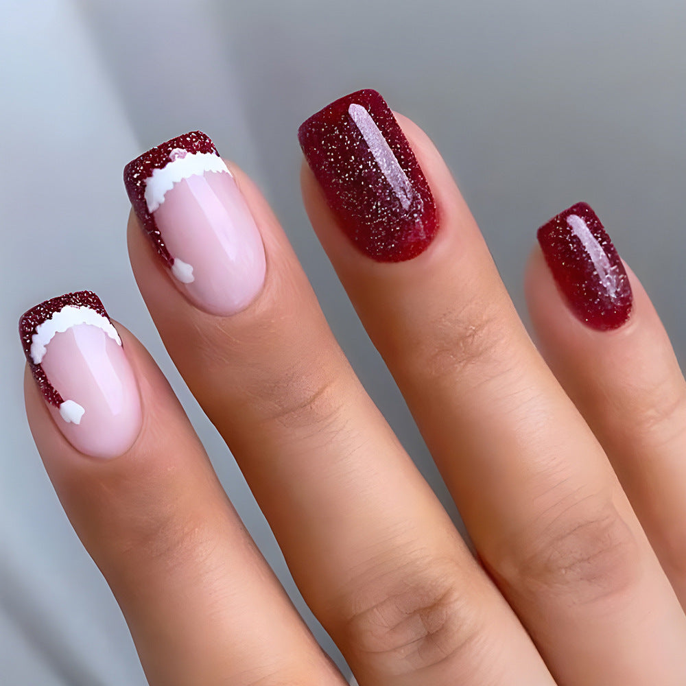 Christmas Wearable Nails Fake Nails Nail Tips Manicure Christmas Hot Press-on Fake Nail Stickers