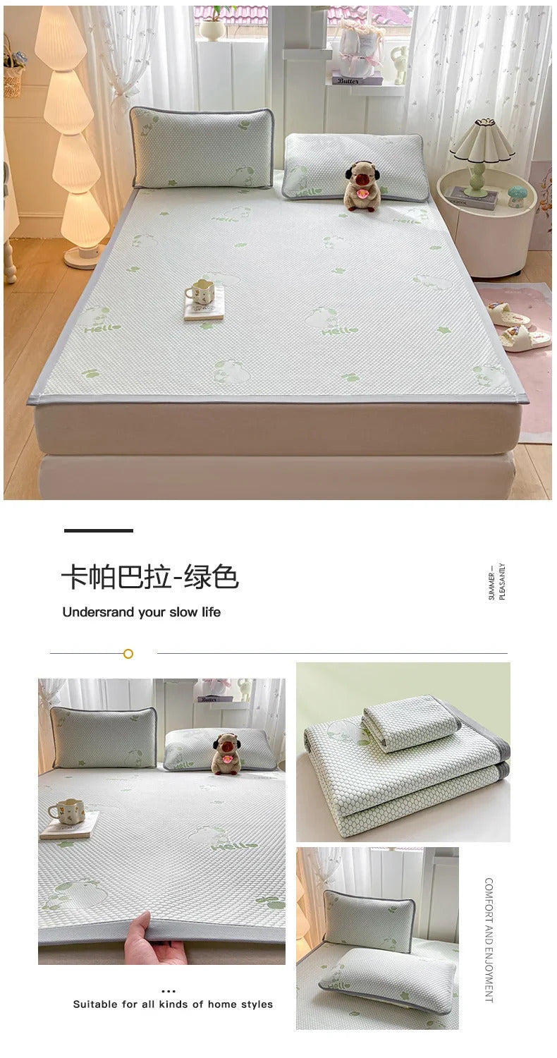 Capibara Summer Bed Mat Queen Soft Breathable Ice Bean Cooling Mat Coolness Summer Mat Cool Down Mattress Protector Pad Bedsheet