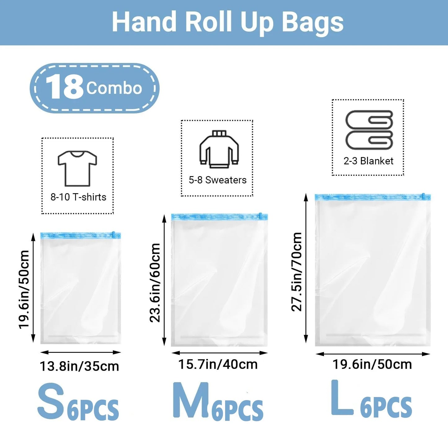 Travel Compression Bags, Roll Up Travel Space Saver Bags for Luggage, Cruise Ship Essentials Cothes