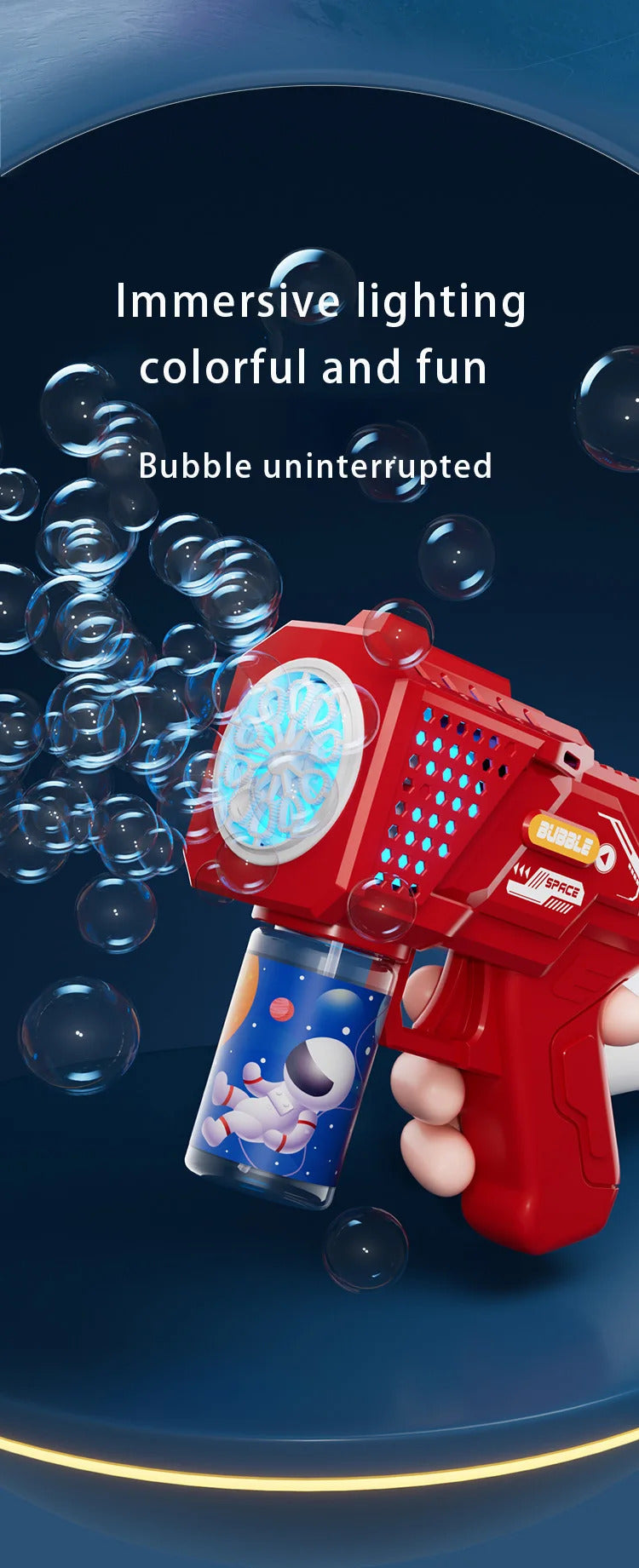 10 hole automatic bubble machine toy children's handheld space bubble gun electric light without battery bubble water