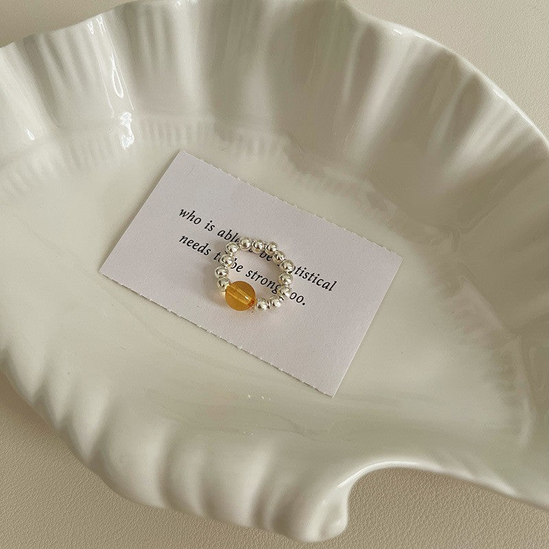 Color Crystal Beaded Ring Niche Design High-grade Finger Ring Light Luxury Elegant All-match Ring Accessories