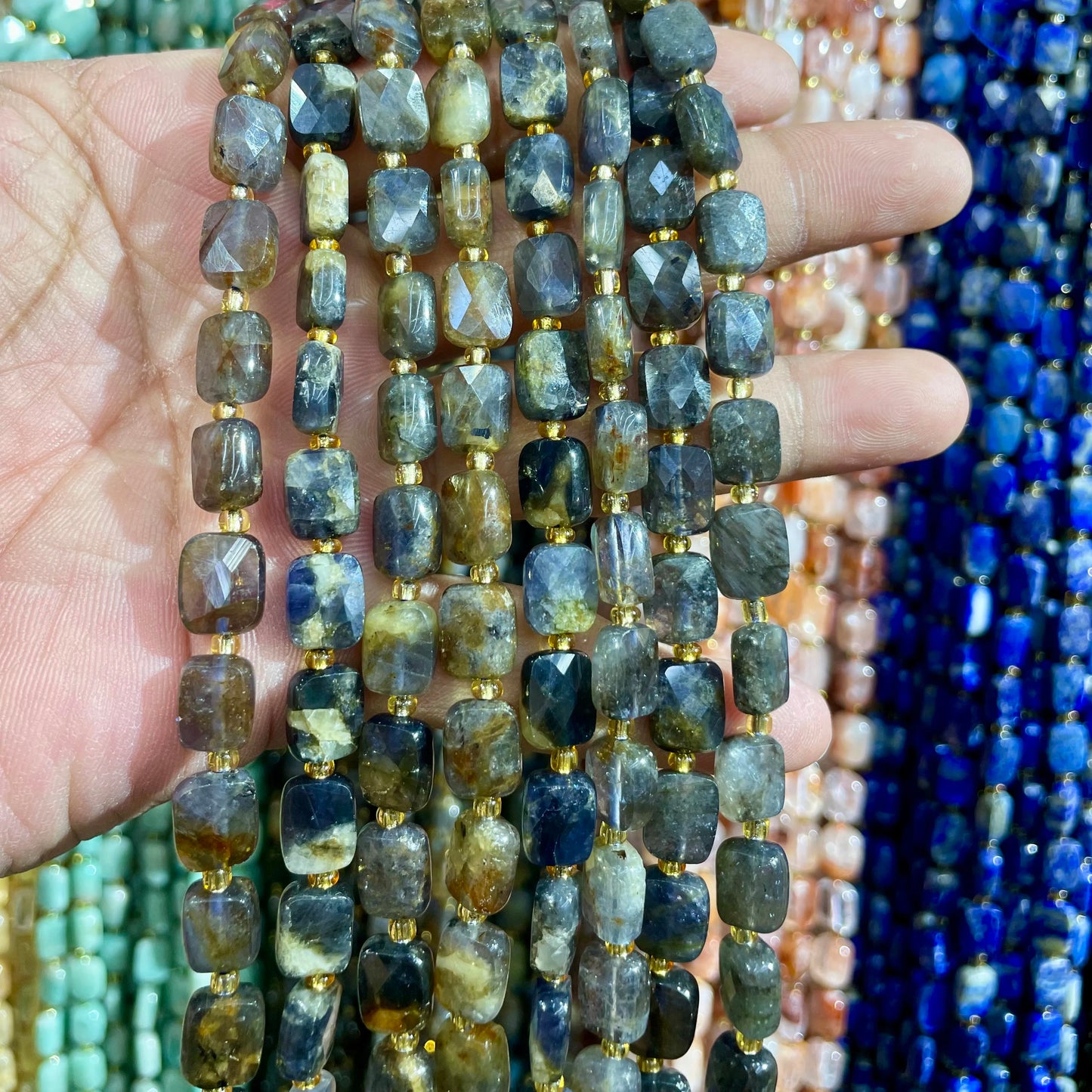 8x10mm Natural Labradorite Stone Amazon Stone Lapis Lazuli Piece Cut Bead Usefor Diy Bracelet Necklace Jewelry Make